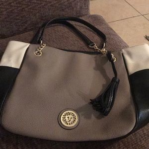 Anne Klein black and gray with white purse